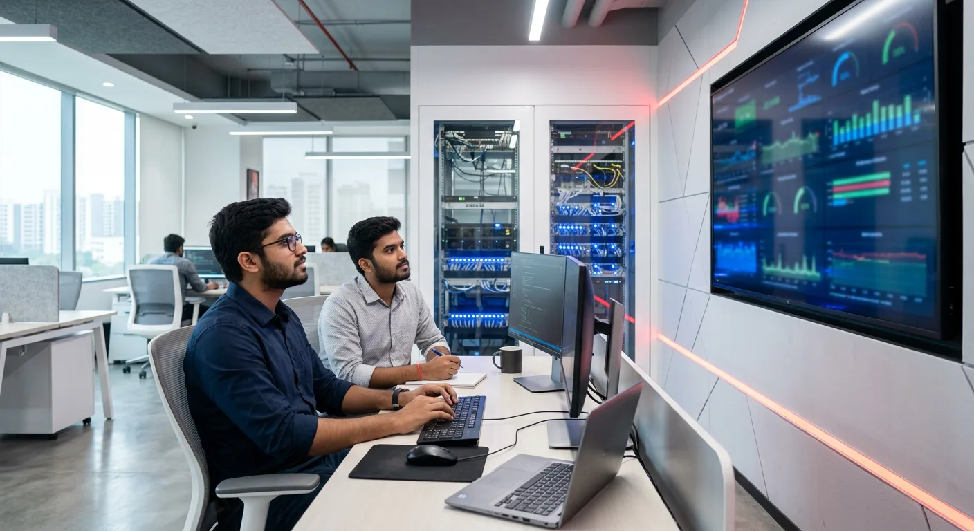 Prospect Digital engineers monitoring client systems in the operations room